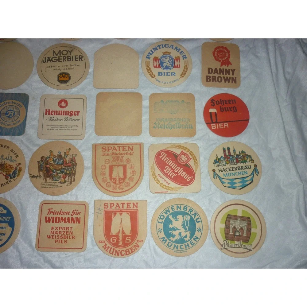 Vintage German Beer Coaster Lot 25pc Heineken Hofbrauhaus Spaten Bar